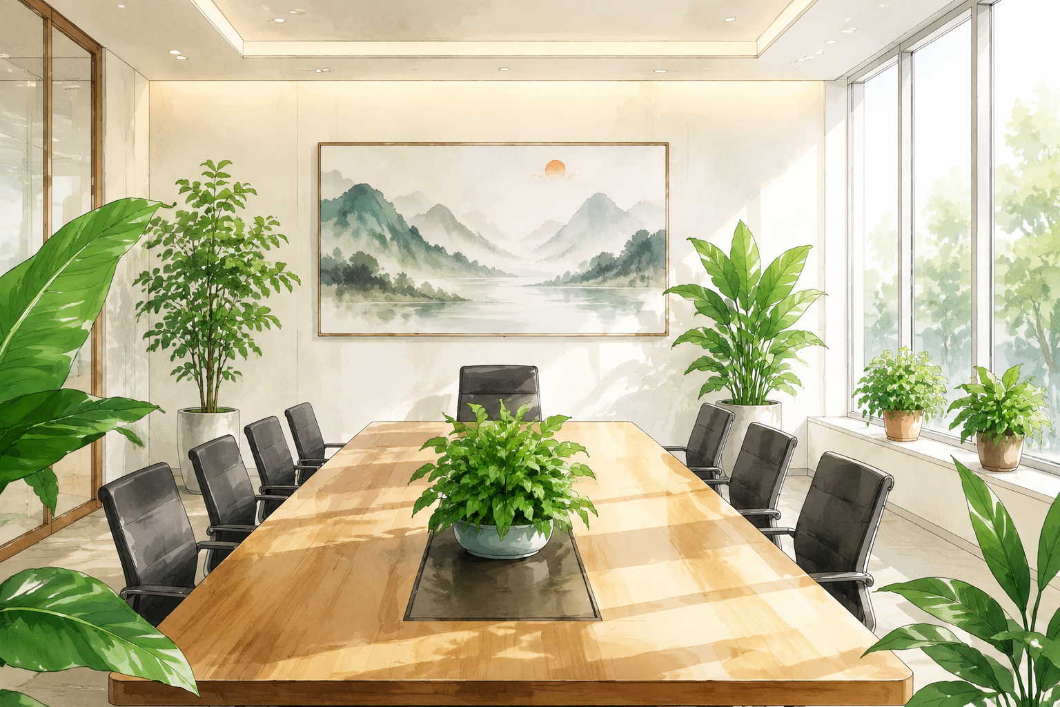 会议室绿植摆放风水讲究，招财聚气布置技巧